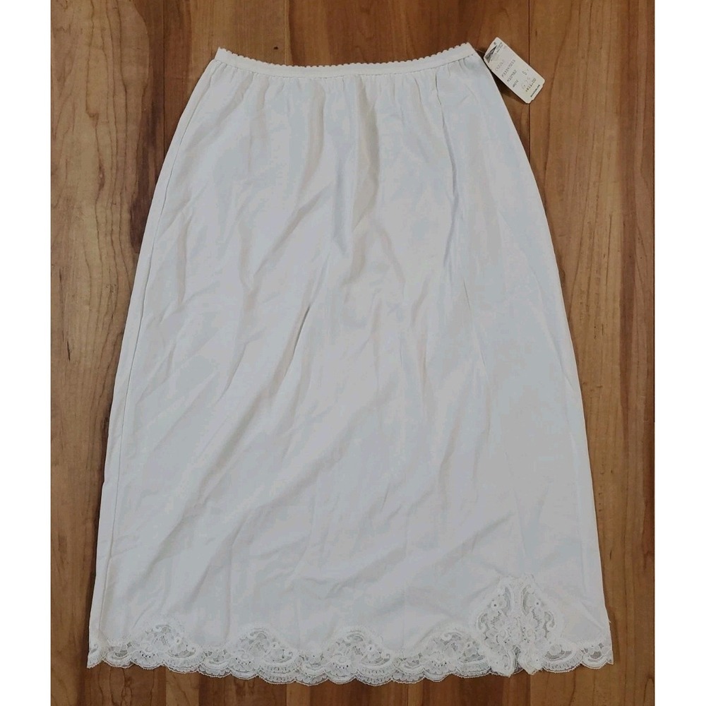 VTG Shadowline Deadstock White Nylon Half Slip Small Tall‎ NEW Antron III 1980s
